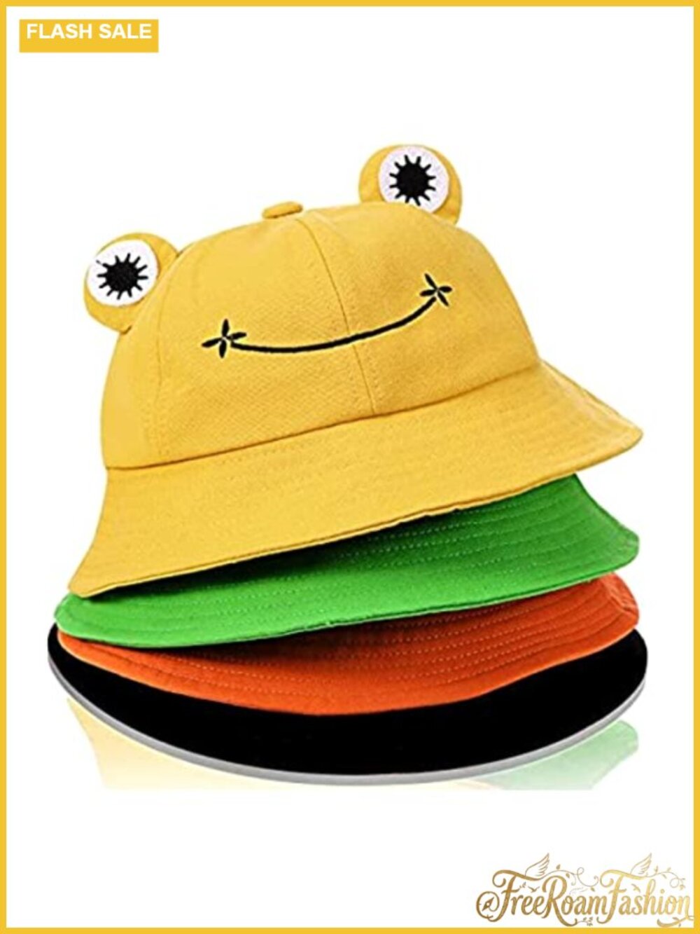 4 Pack Frog Bucket Hats Wide Brim Cotton Sun Protection Outdoor Sports